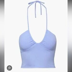 Wilfred Sky Blue Ribbed Halter Top